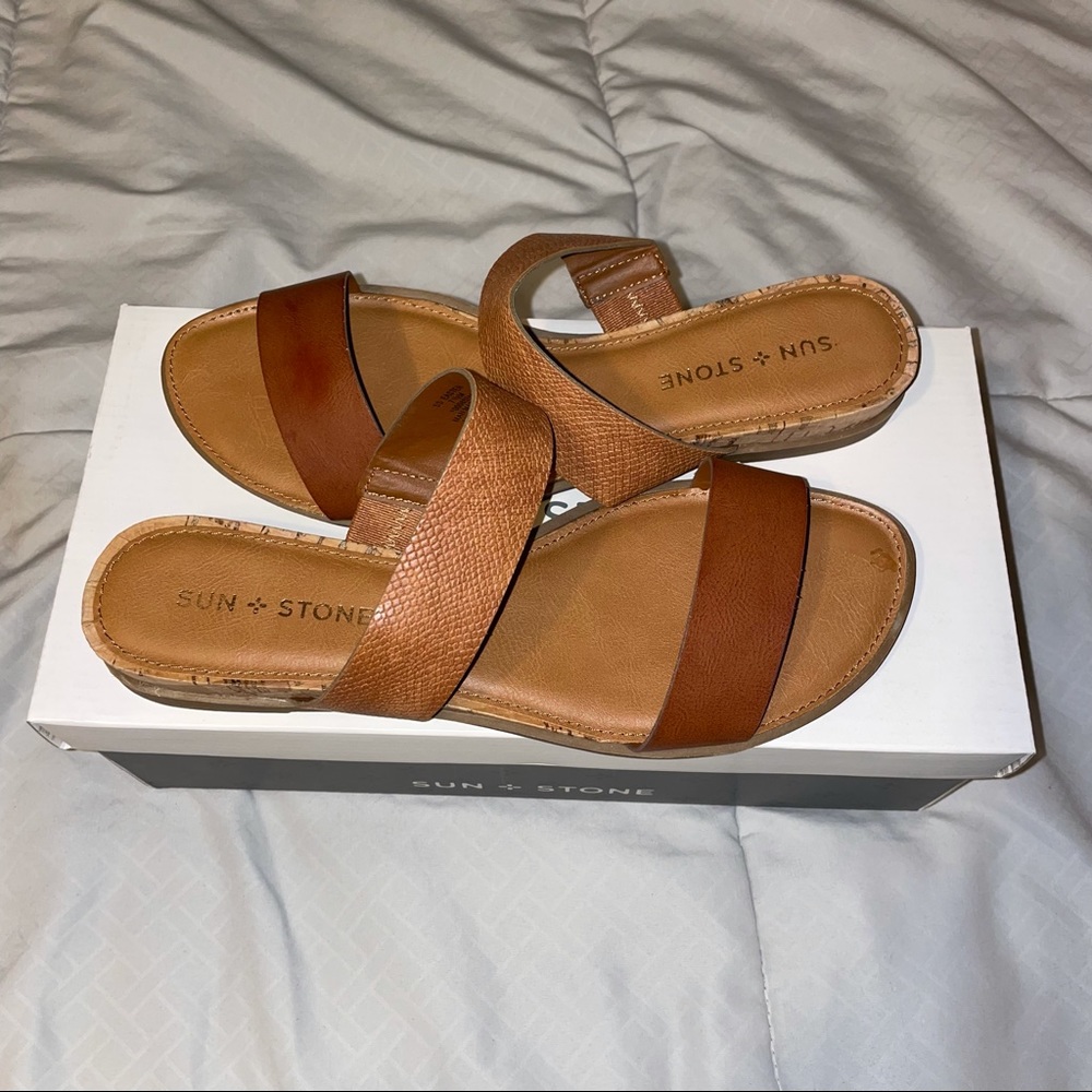 New Tan Snakeskin Sandals